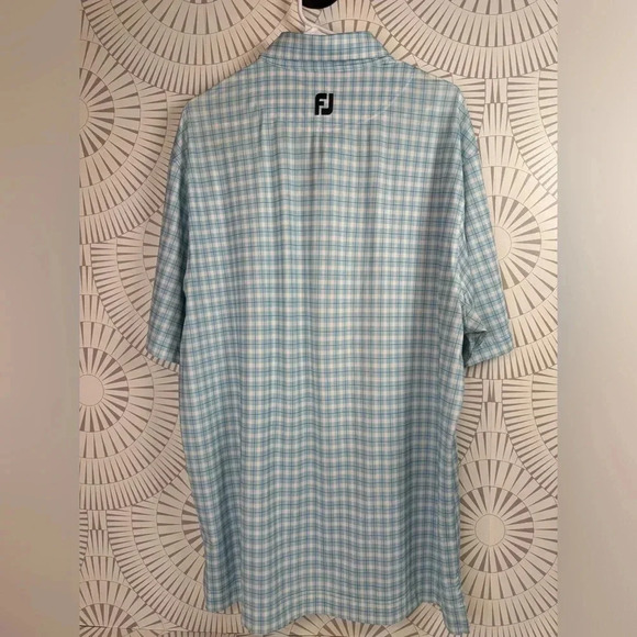 Foot Joy Men’s Pocket Polo‎ Shirt Blue Check Size Large - Picture 5 of 7